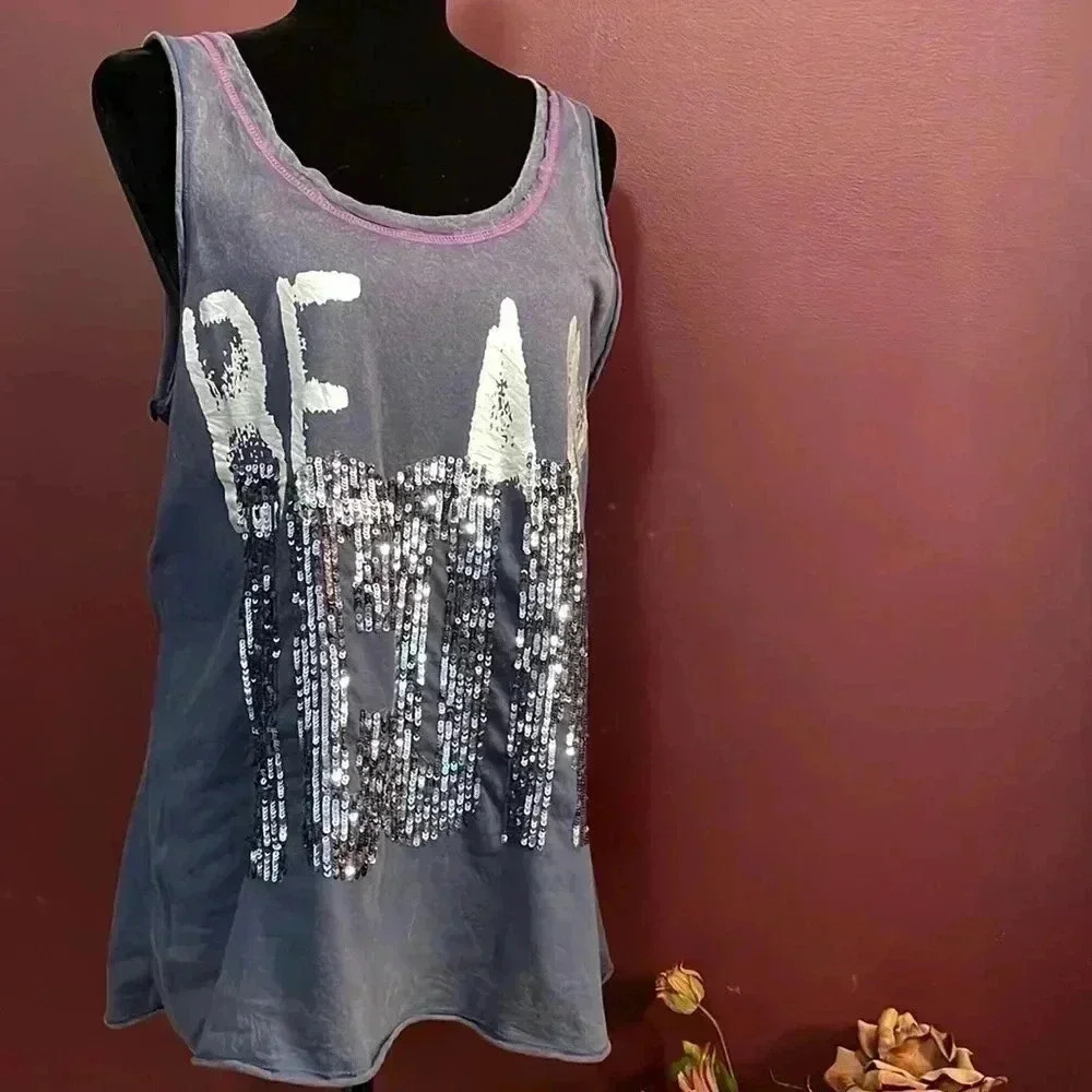 Authentic Icon Sequined & Distressed Tank Size L